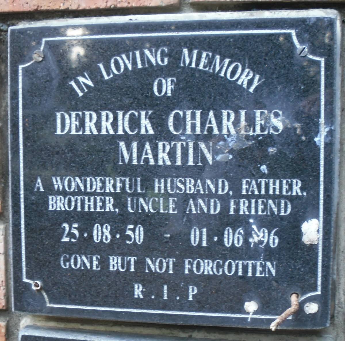 MARTIN Derrick Charles 1950-1996