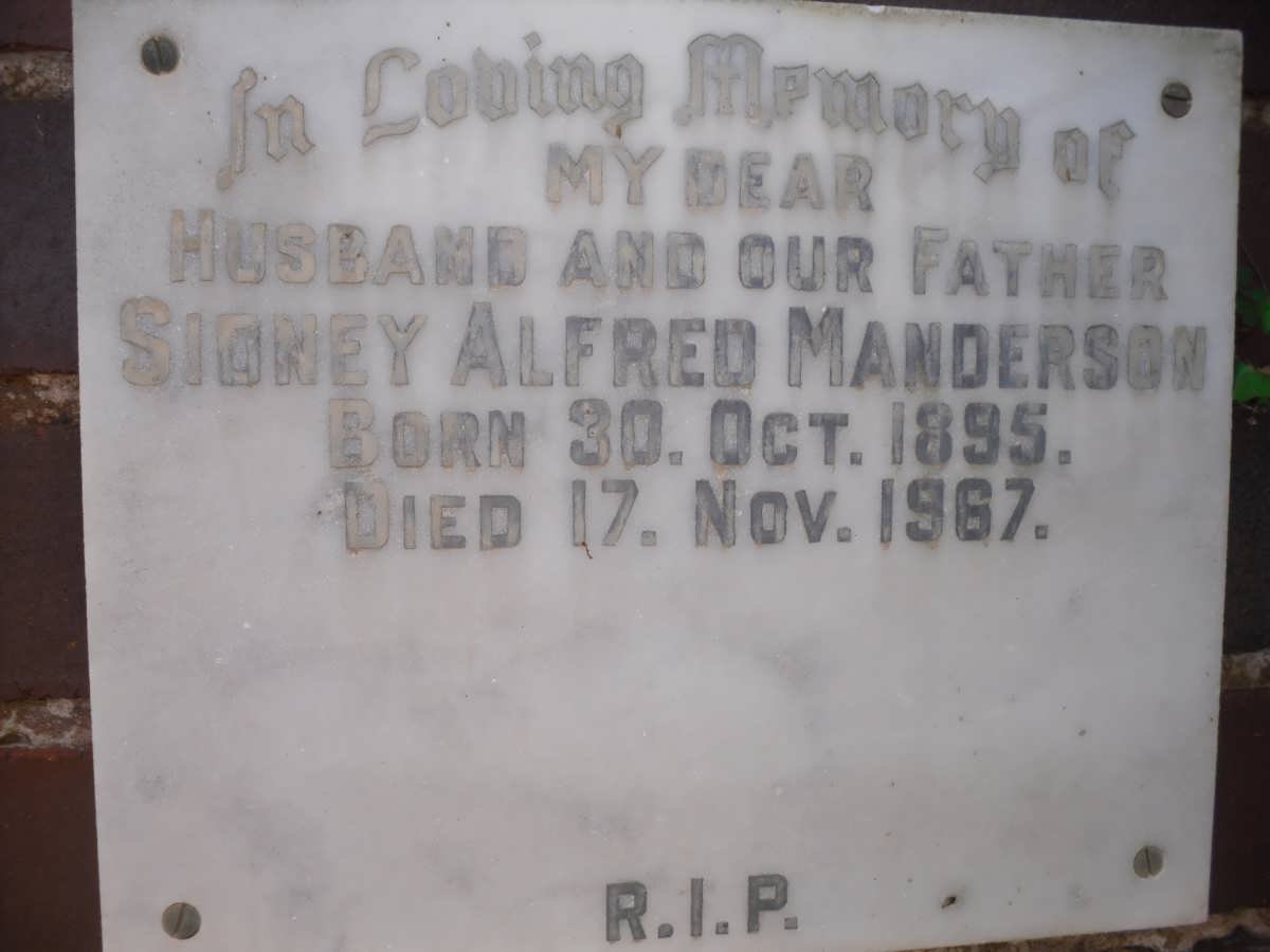 MANDERSON Sidney Alfred 1895-1967
