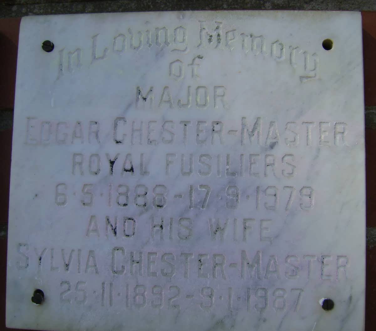 MASTER Edgar, Chester 1888-1979 &amp; Sylvia 1892-1987
