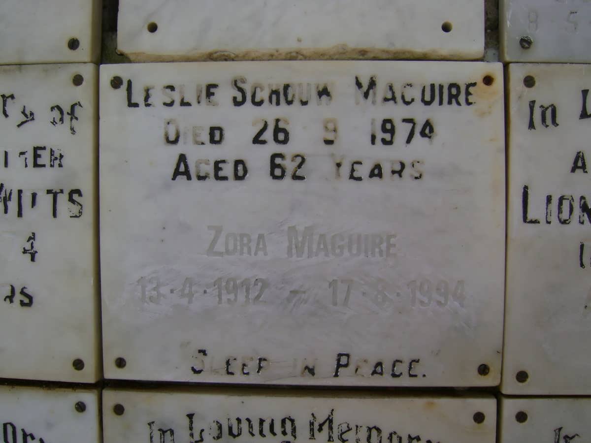 MAGUIRE Leslie Schouw -1974 :: MAGUIRE Zora 1912-1994