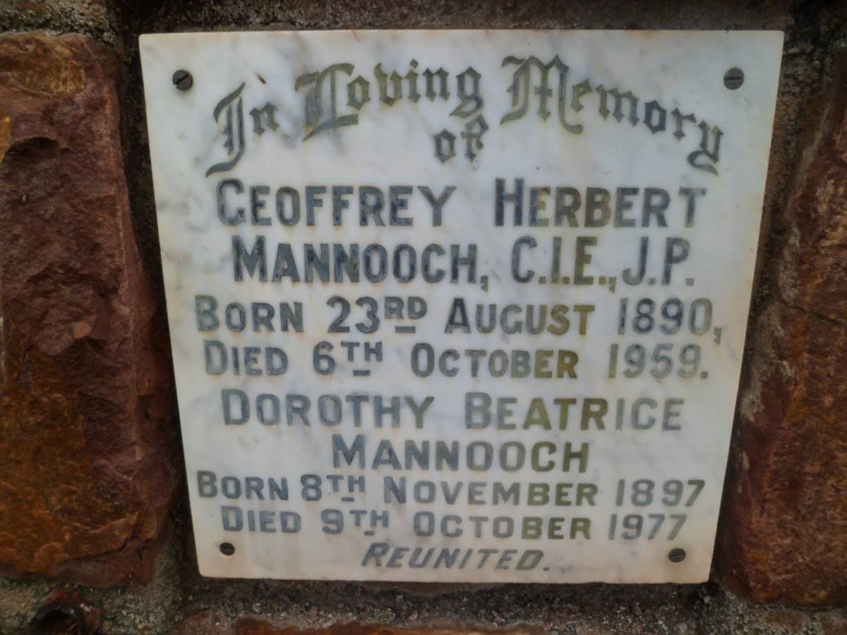 MANNOOCH Geoffrey Herbert 1890-1959 &amp; Dorothy Beatrice 1897-1977