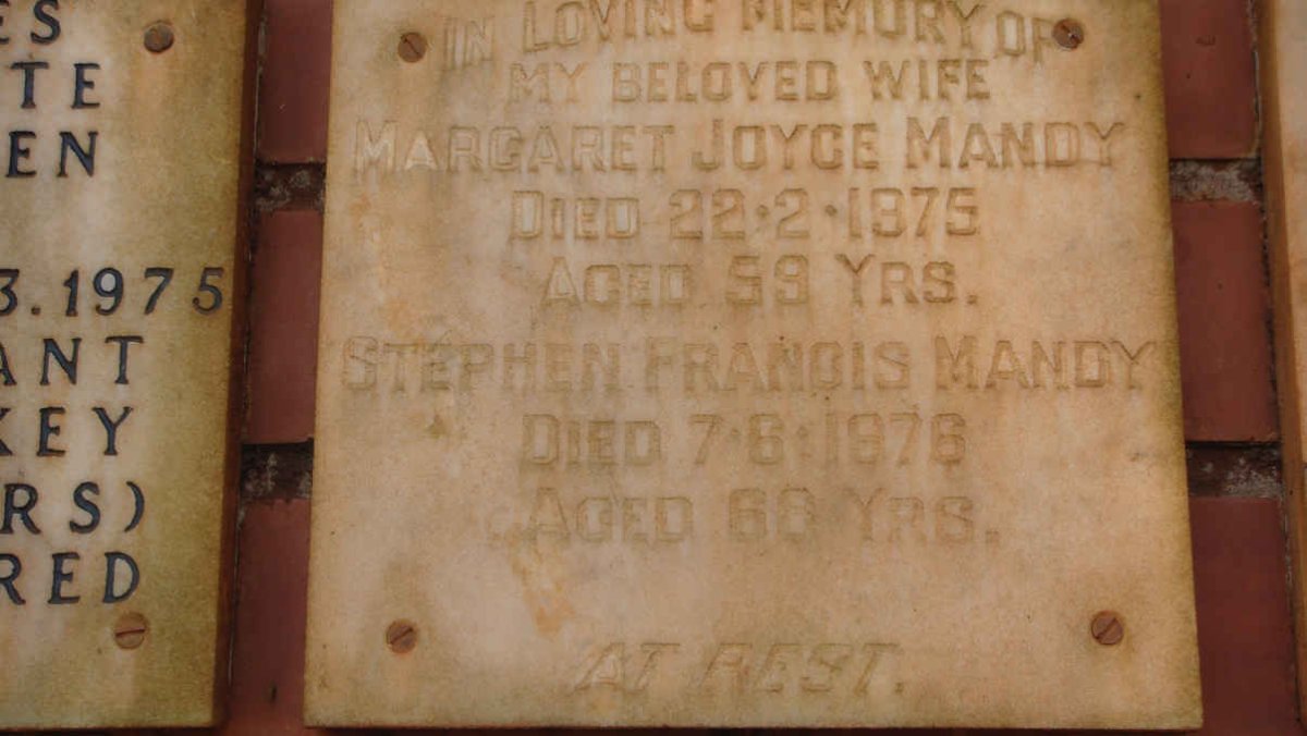 MANDY Stephen Francis -1976 &amp; Margaret Joyce -1975