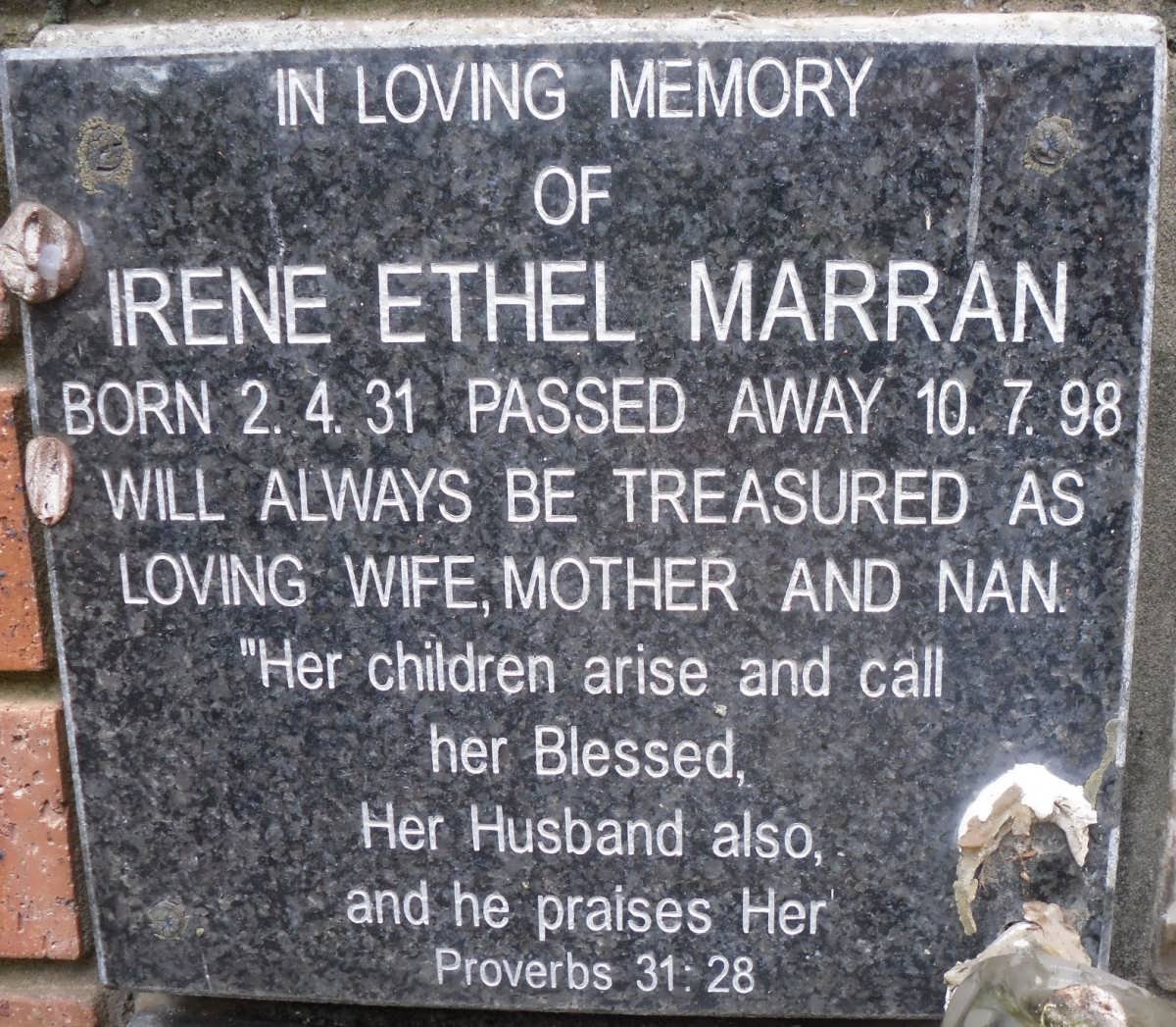 MARRAN Irene Ethel 1931-1998