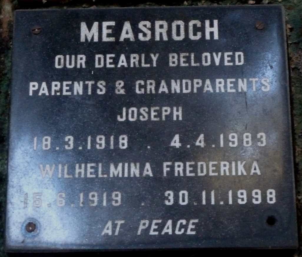 MEASROCH Joseph 1918-1983 &amp; Wilhelmina Frederika 1919-1998