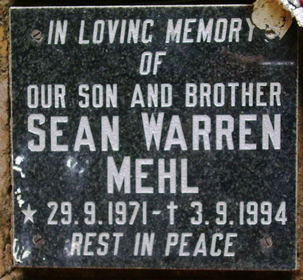 MEHL Sean Warren 1971-1994