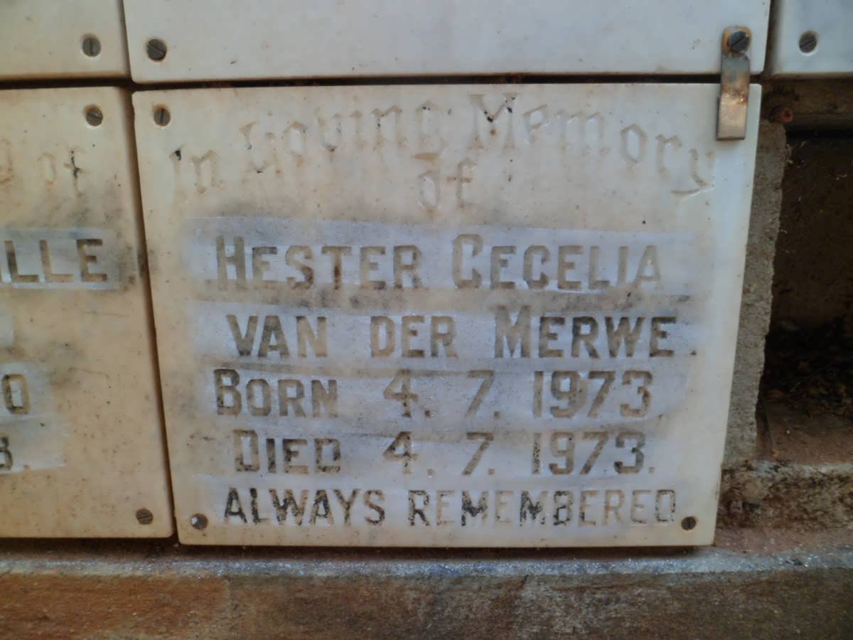 MERWE Hester Cecelia, van der 1973-1973