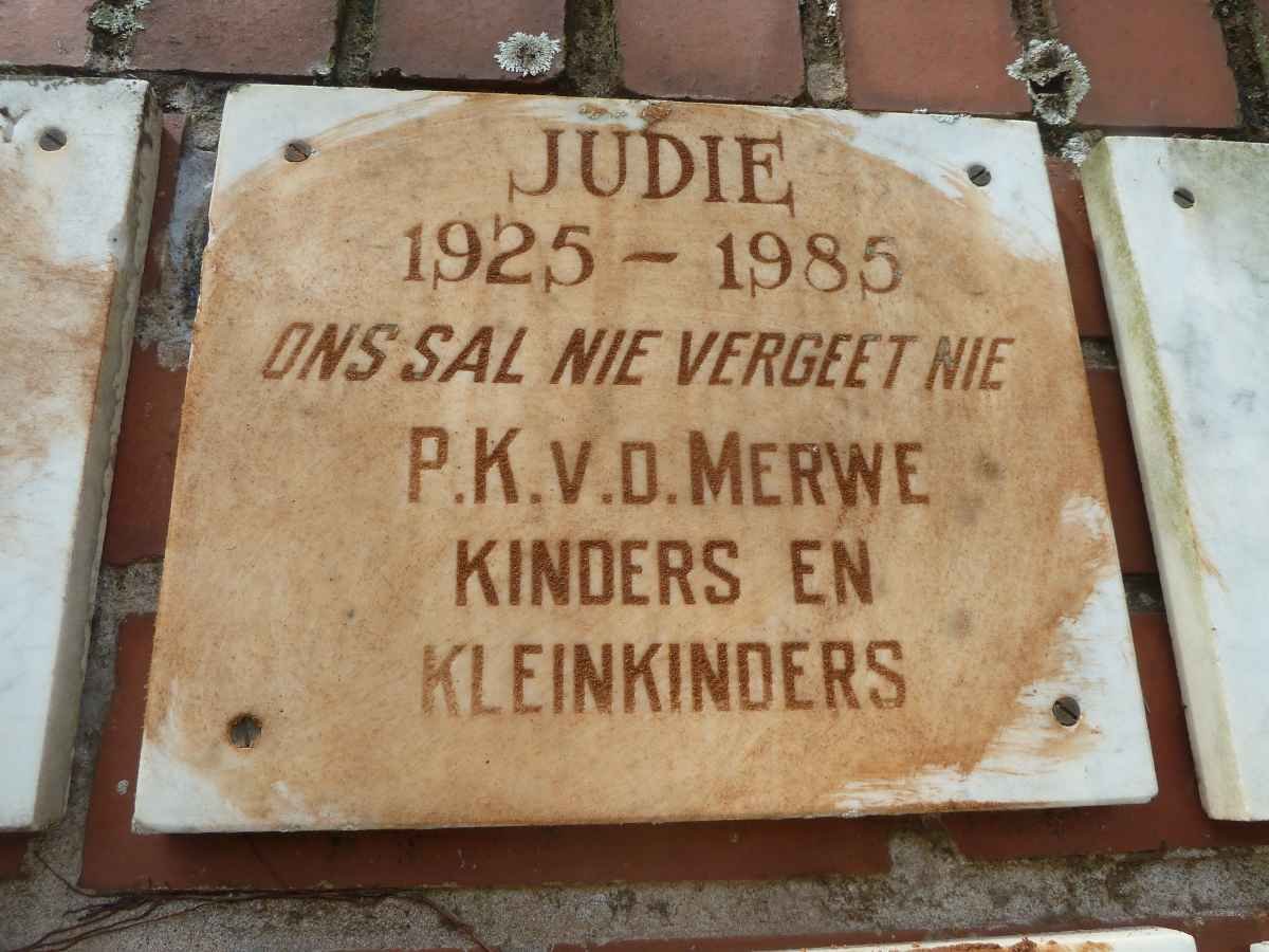 MERWE Judie, v.d. 1925-1985