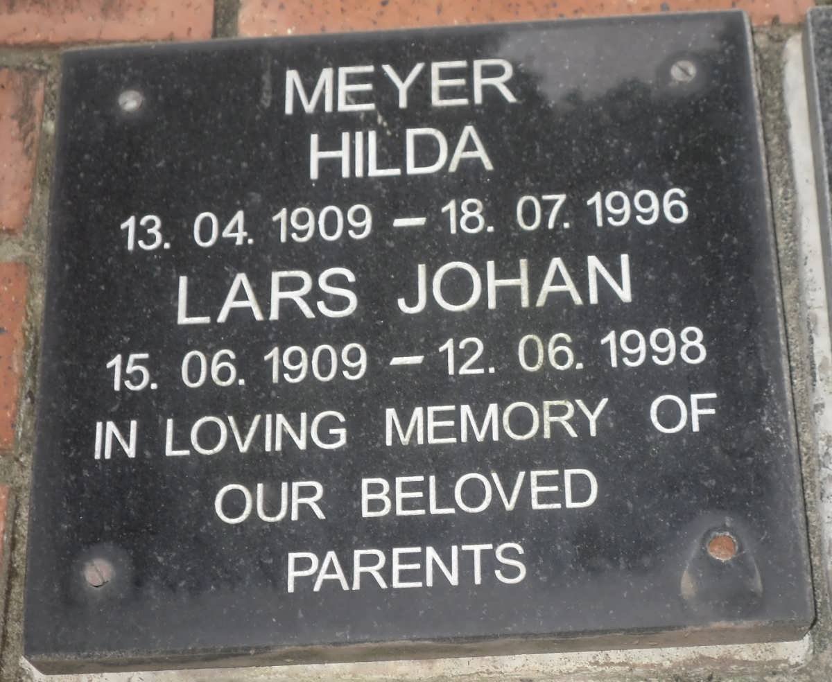 MEYER Lars Johan 1909-1998 &amp; Hilda 1909-1996