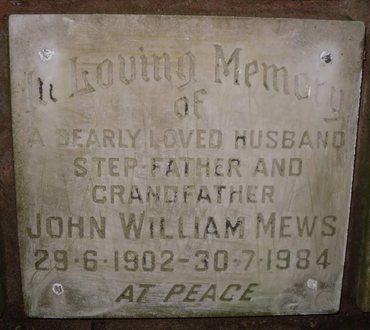 MEWS John William 1902-1984