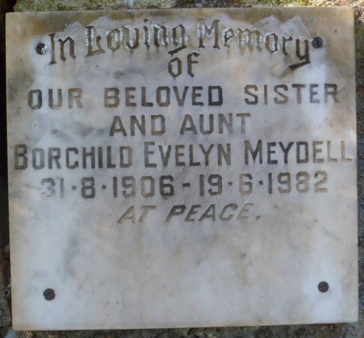 MEYDELL Borchild Evelyn 1906-1982