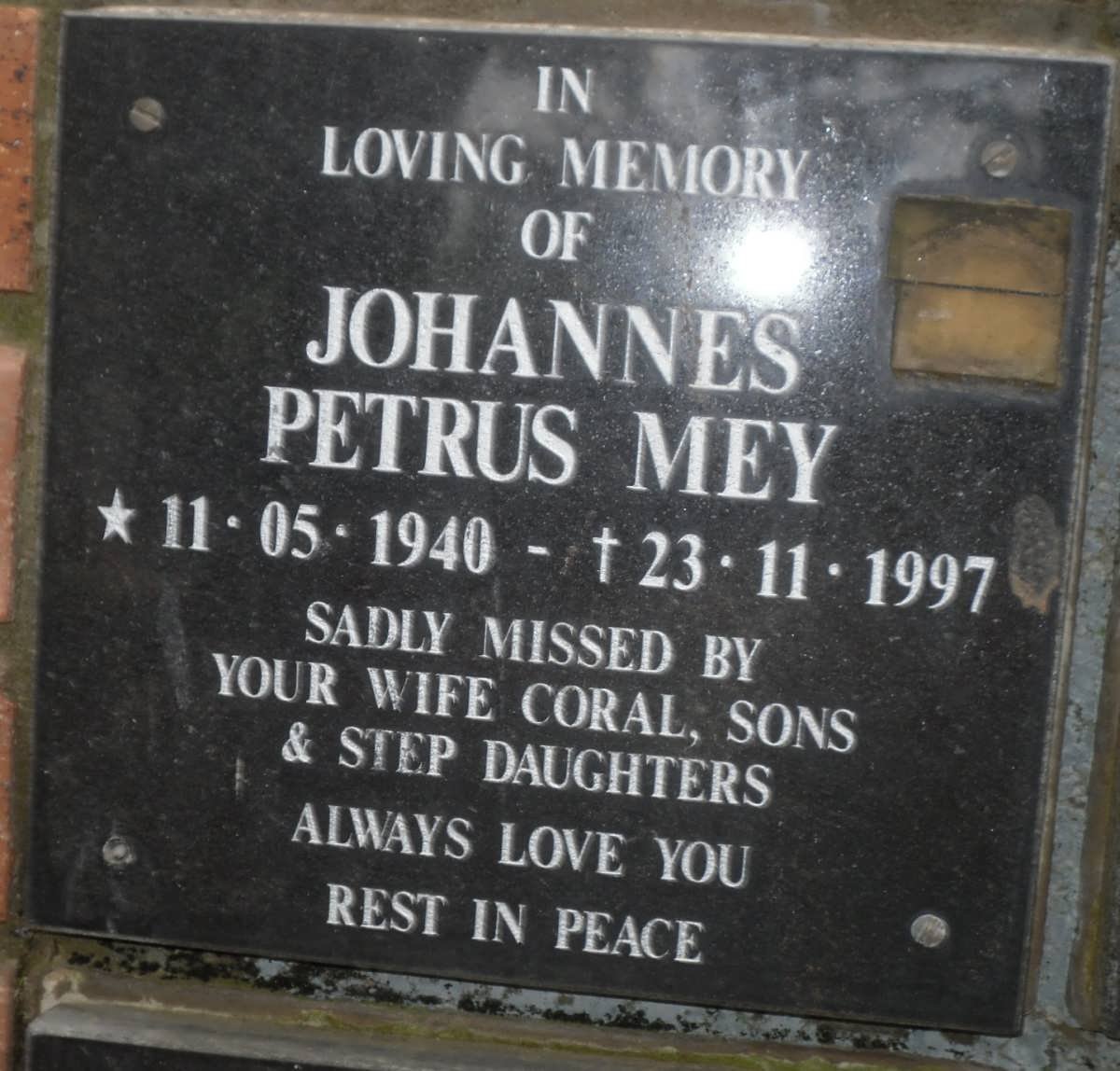 MEY Johannes Petrus 1940-1997