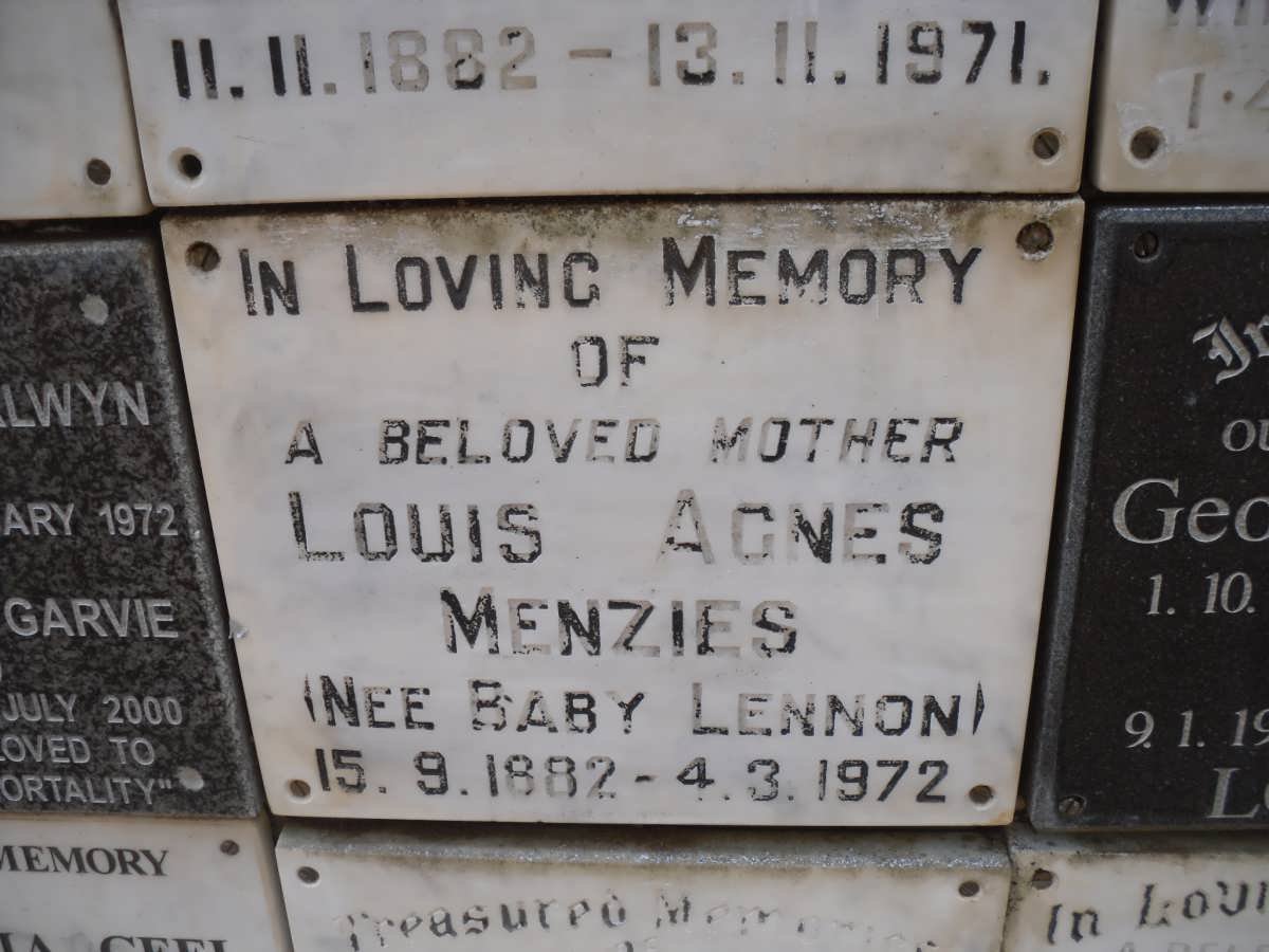 MENZIES Louis Agnes nee LENNON 1882-1972