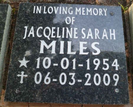 MILES Jacqeline Sarah 1954-2009