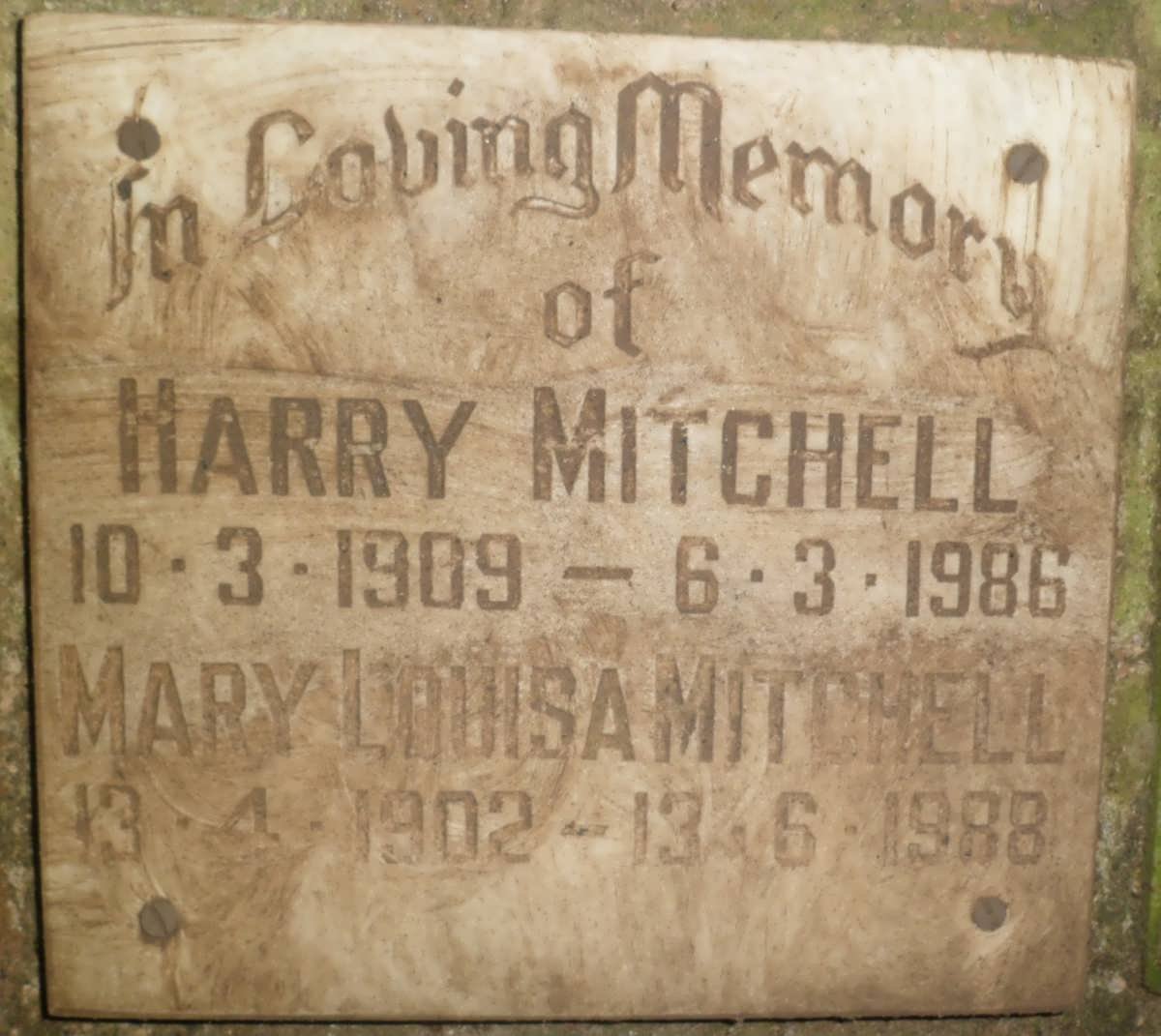 MITCHELL Harry 1909-1986 &amp; Mary Louisa 1902-1988