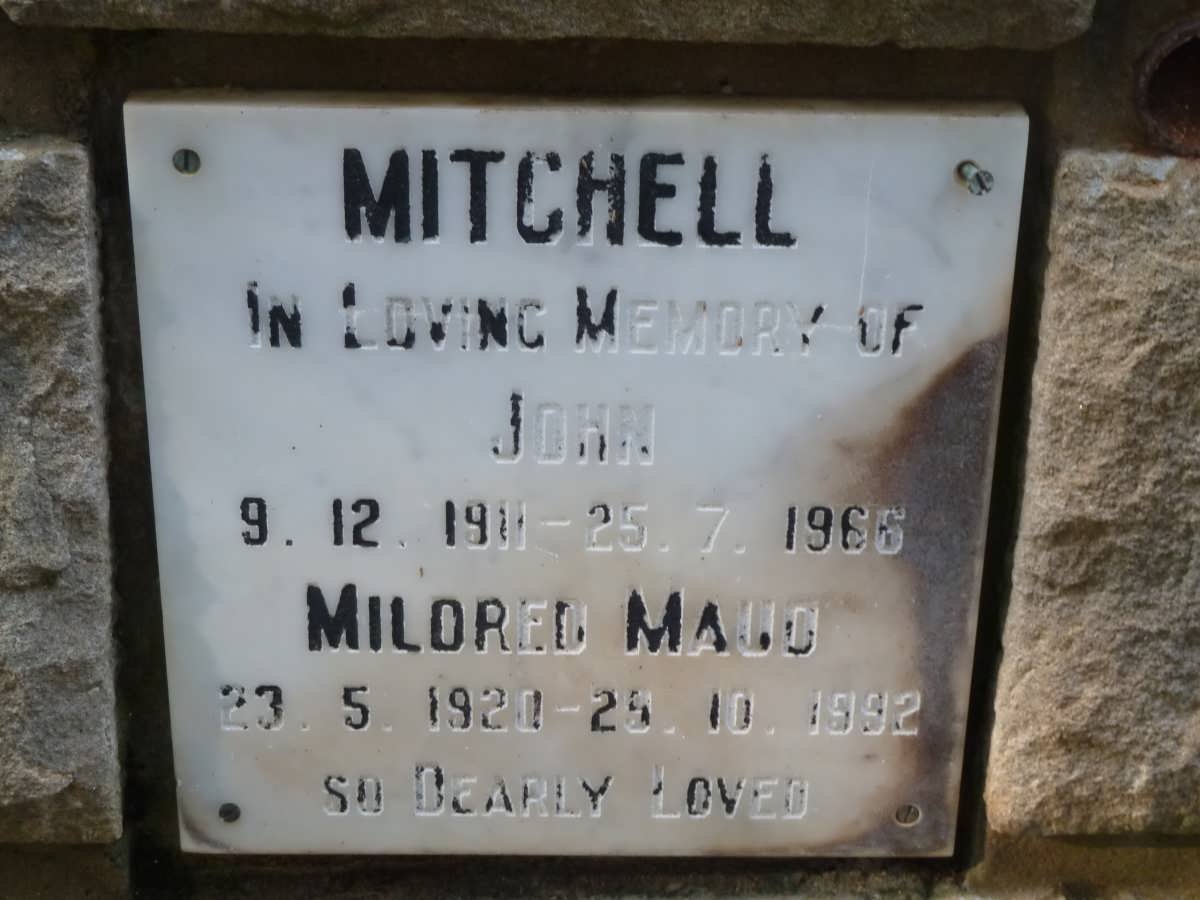 MITCHELL John 1911-1966 &amp; Mildred Maud 1920-1992