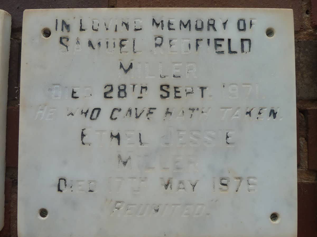 MILLER Samuel Redfield -1971 &amp; Ethel Jessie -1976