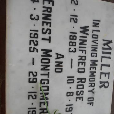 MILLER Ernest Montgomery 1925-1983 &amp; Winifred Rose 1883-1973