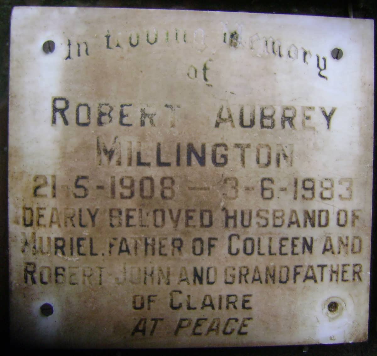 MILLINGTON Robert Aubrey 1908-1983