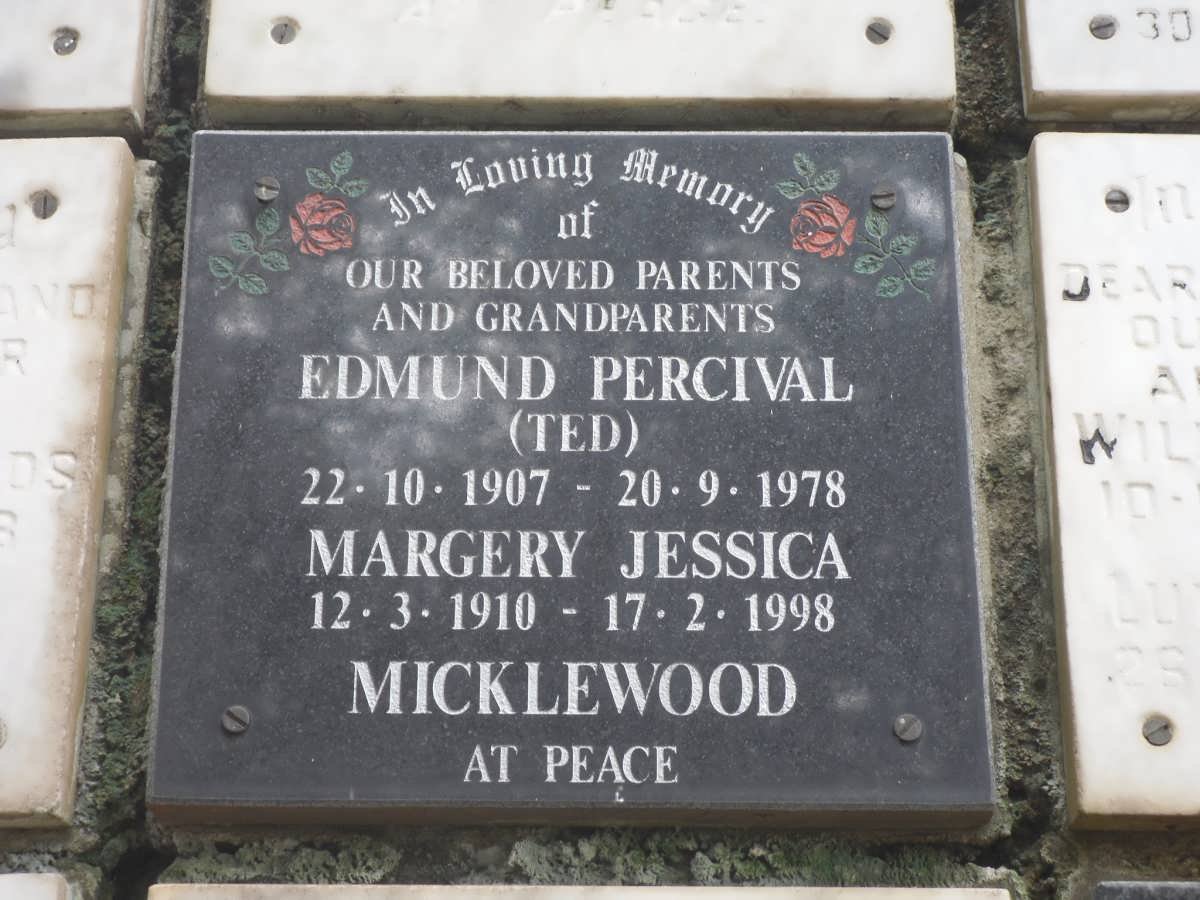MICKLEWOOD Edmund Percival 1907-1978 &amp; Margery Jessica 1910-1998