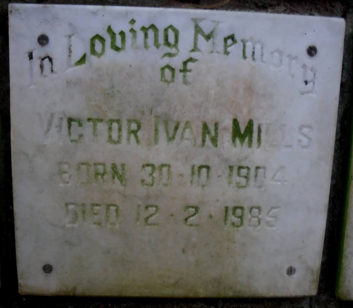 MILLS Victor Ivan 1904-1985