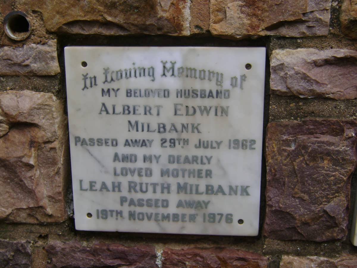 MILBANK Albert Edwin -1962 &amp; Leah Ruth -1976