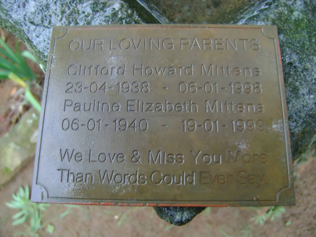 MITTENS Clifford Howard 1938-1998 &amp; Pauline Elizabeth 1940-1999