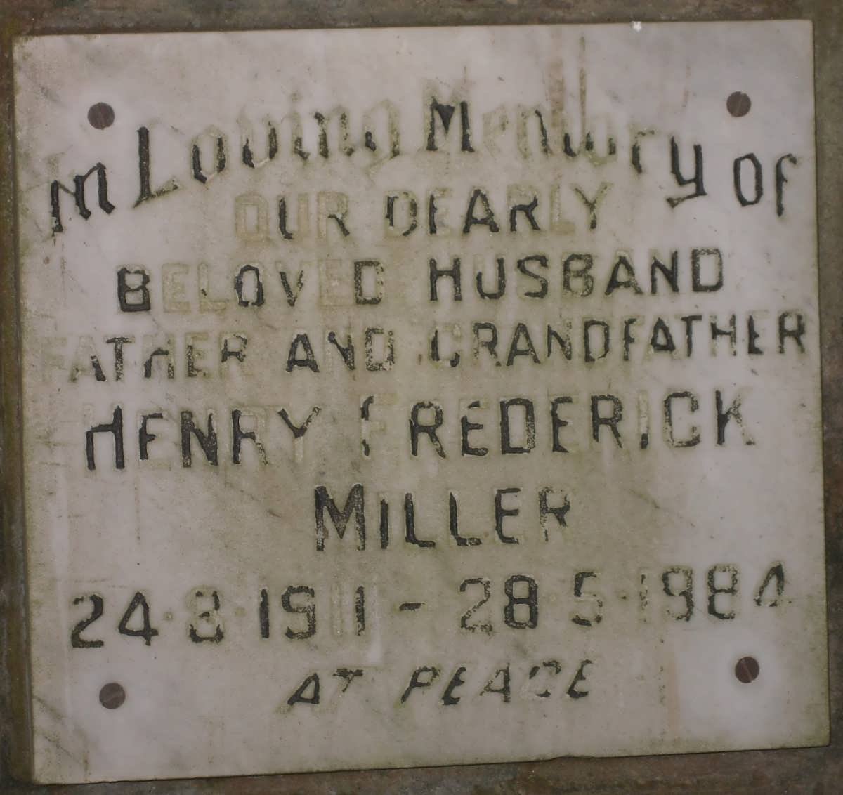 MILLER Henry Frederick 1911-1984