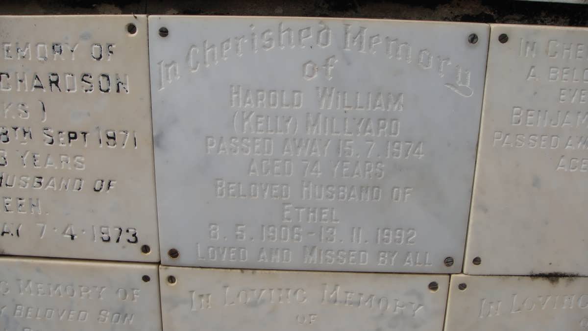 MILLYARD Harold William -1974 &amp; Ethel 1906-1992