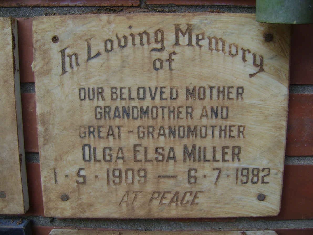 MILLER Olga Elsa 1909-1982