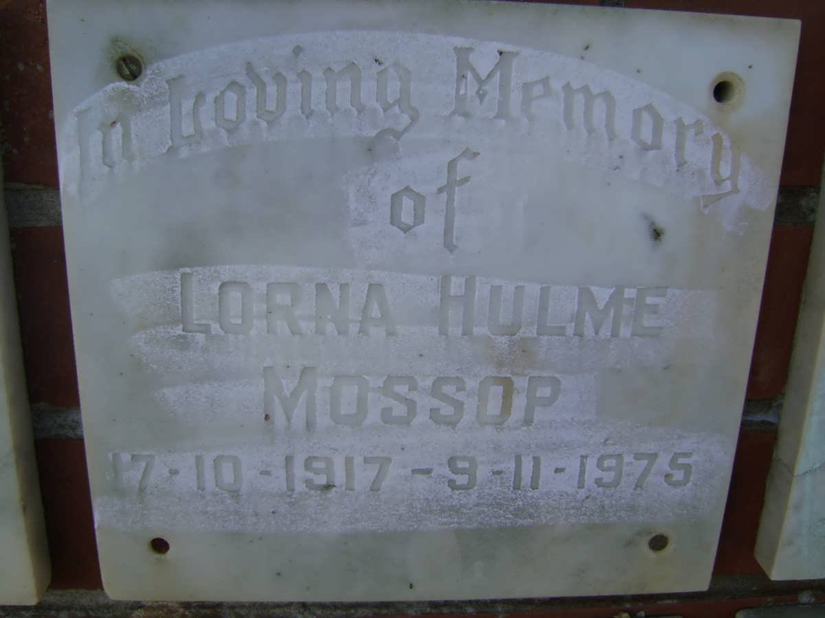 MOSSOP Lorna Hulme 1917-1975