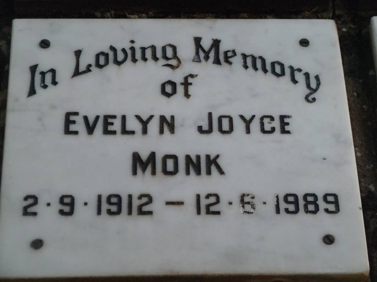 MONK Evelyn Joyce 1912-1989