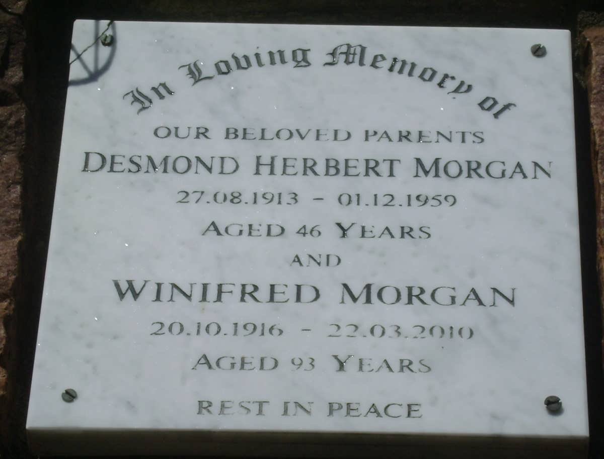 MORGAN Desmond Herbert 1913-1959 &amp; Winifred 1916-2010