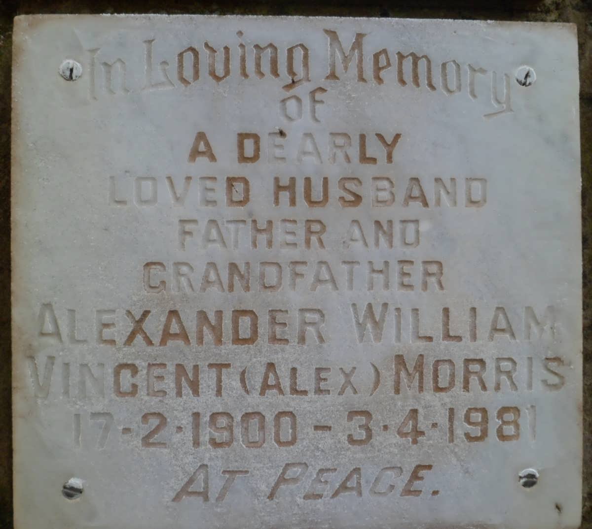 MORRIS Alexander William Vincent 1900-1981