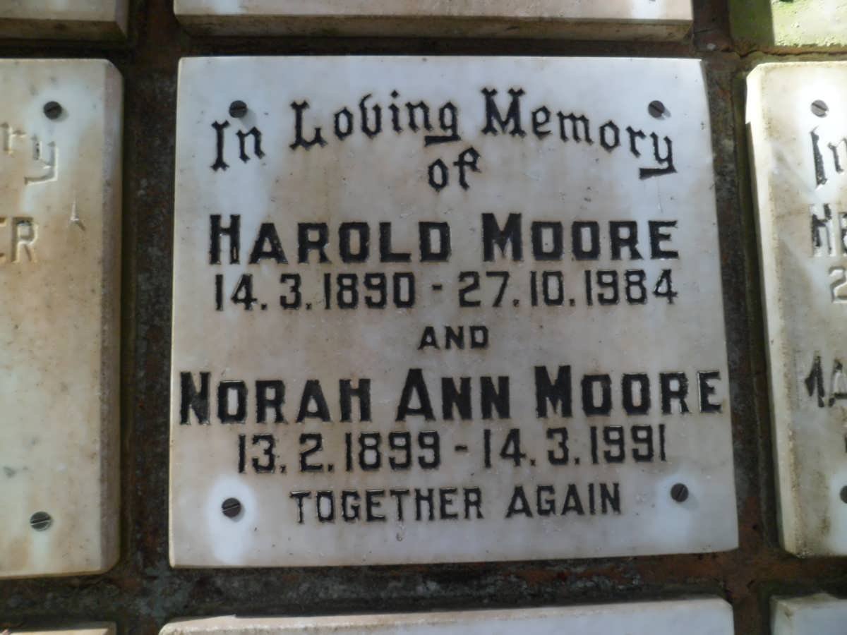 MOORE Harold 1890-1984 &amp; Norah Ann 1899-1991