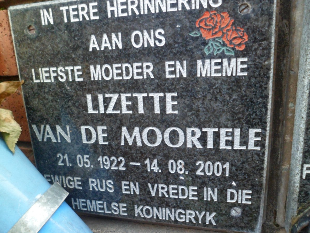 MOORTELE Lizette, van de 1922-2001