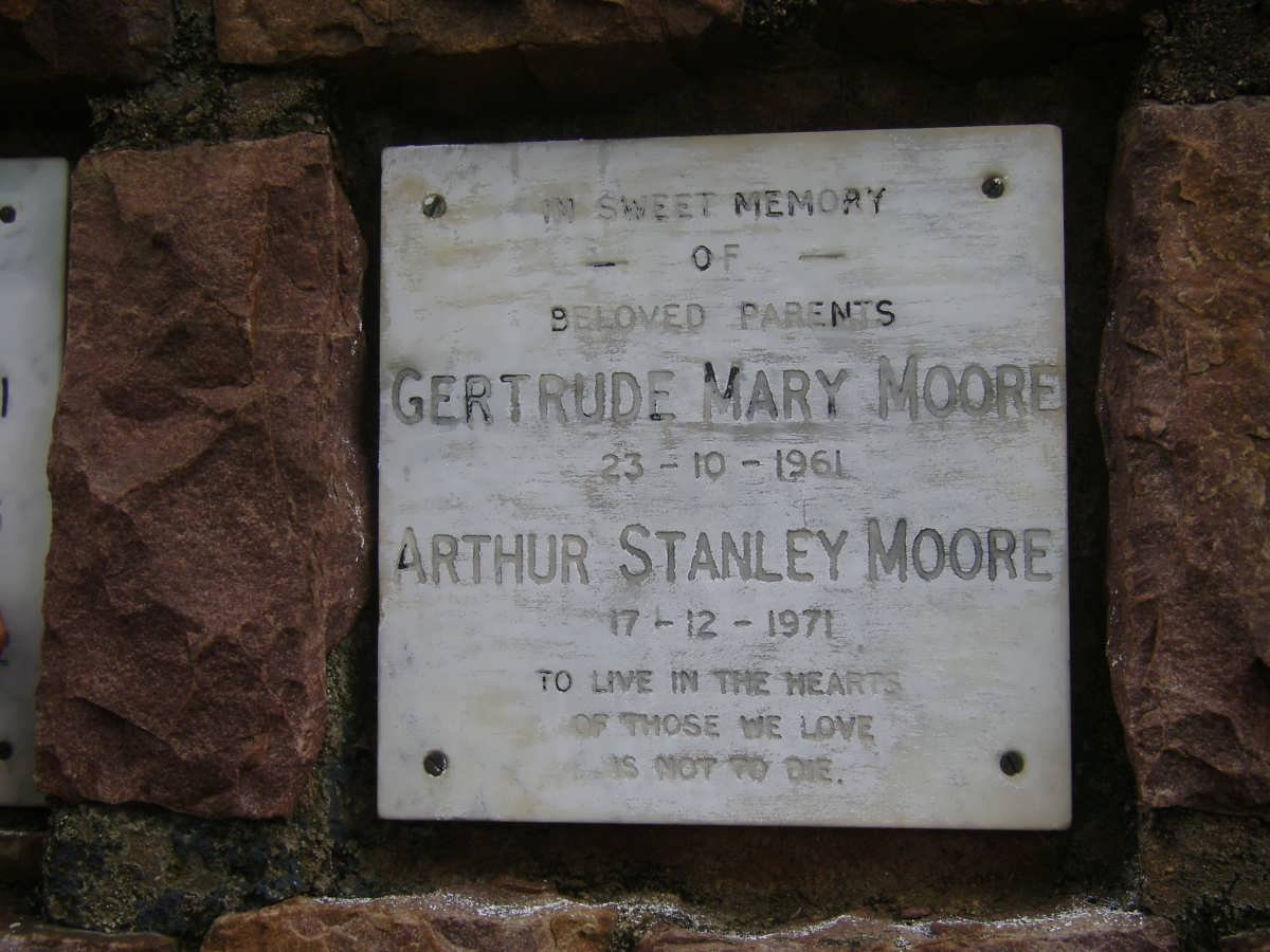 MOORE Arthur Stanley -1971 &amp; Gertrude Mary -1961