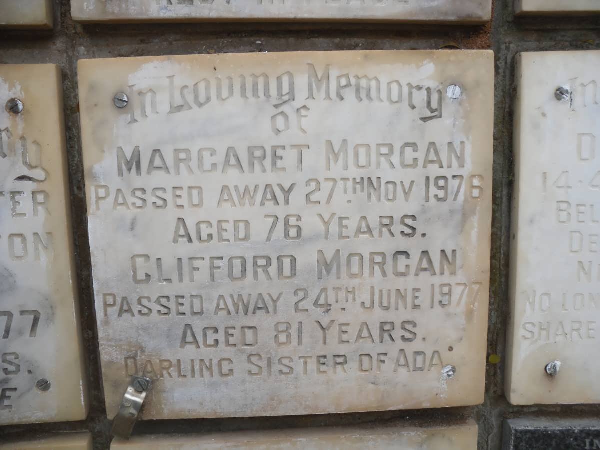 MORGAN Clifford -1977 &amp; Margaret -1976