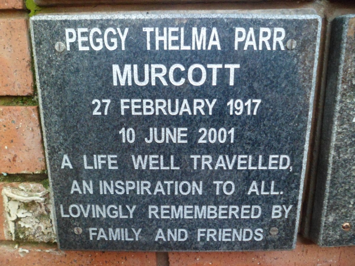 MURCOTT Peggy Thelma Parr 1917-2001