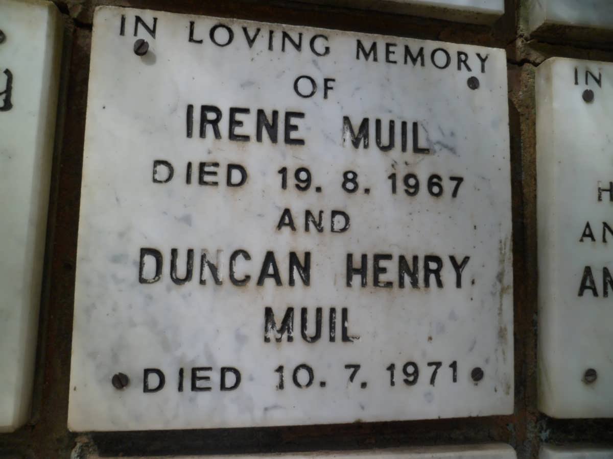 MUIL Duncan Henry -1971 &amp; Irene -1967