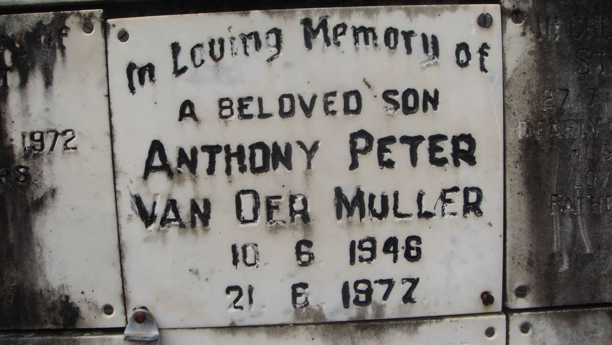 MULLER Anthony Peter, van der 1946-1972