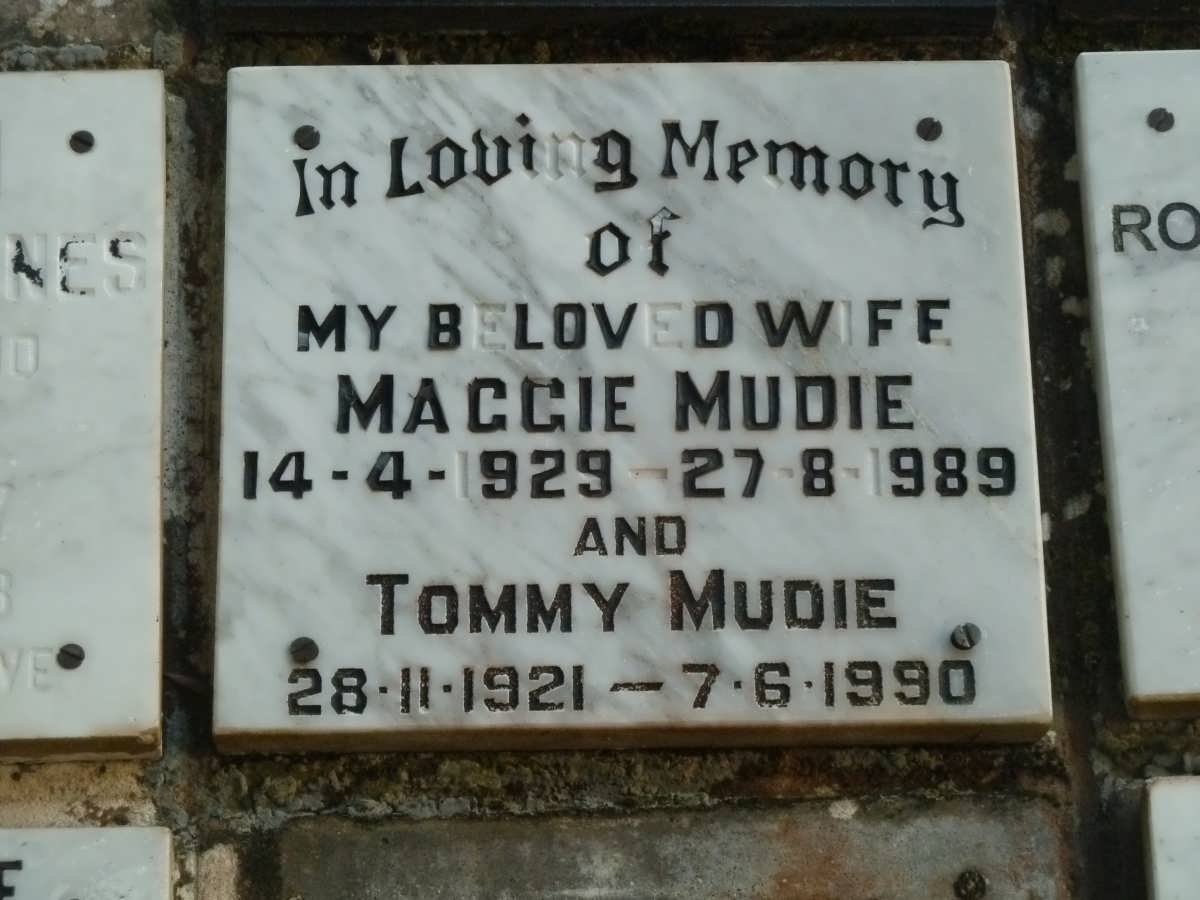 MUDIE Tommy 1921-1990 &amp; Maggie 1929-1989