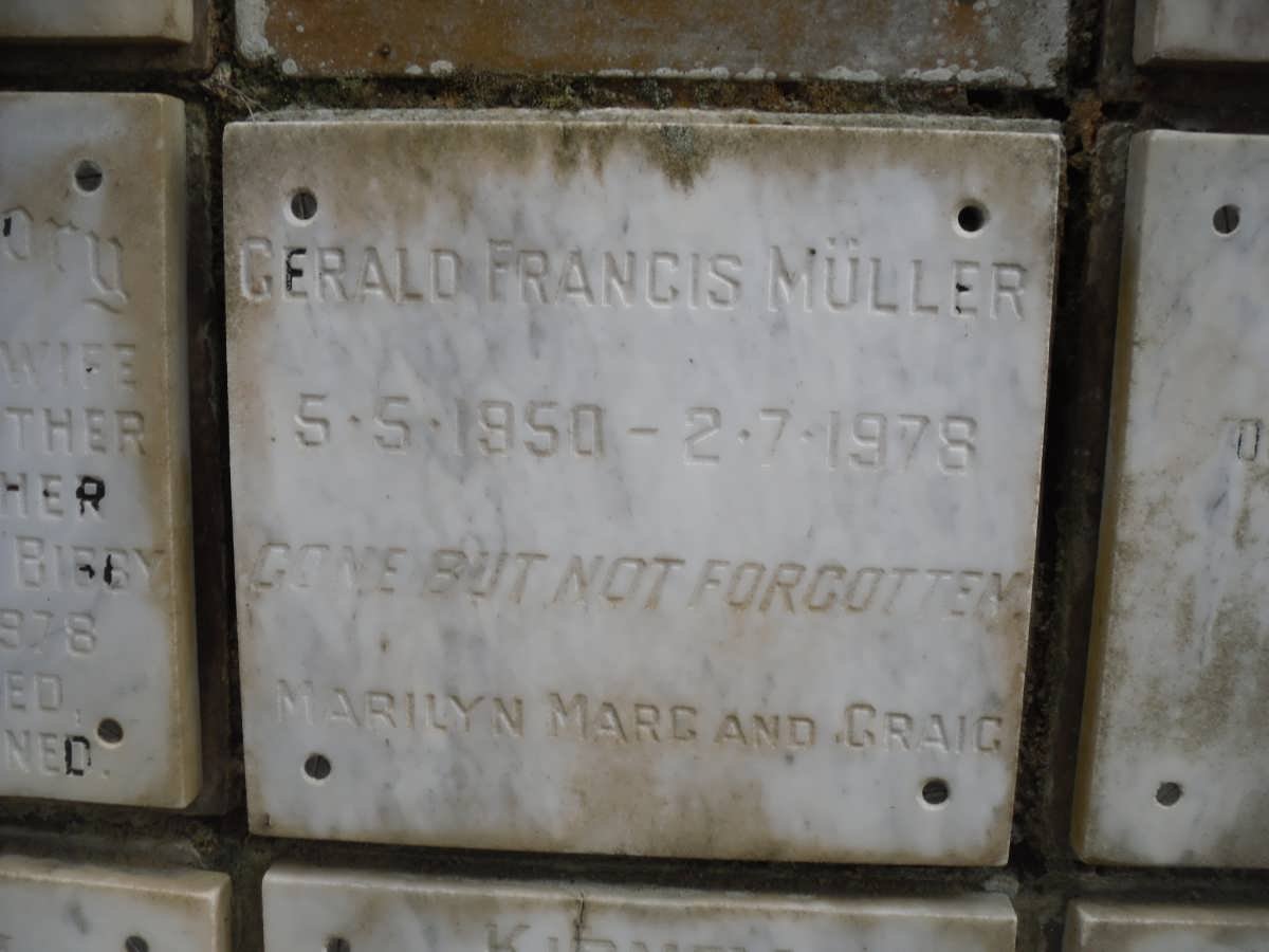 MULLER Gerald Francis 1950-1978