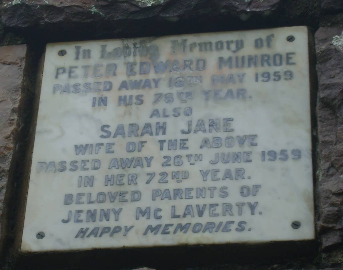 MUNROE Peter Edward -1959 &amp; Sarah Jane -1959