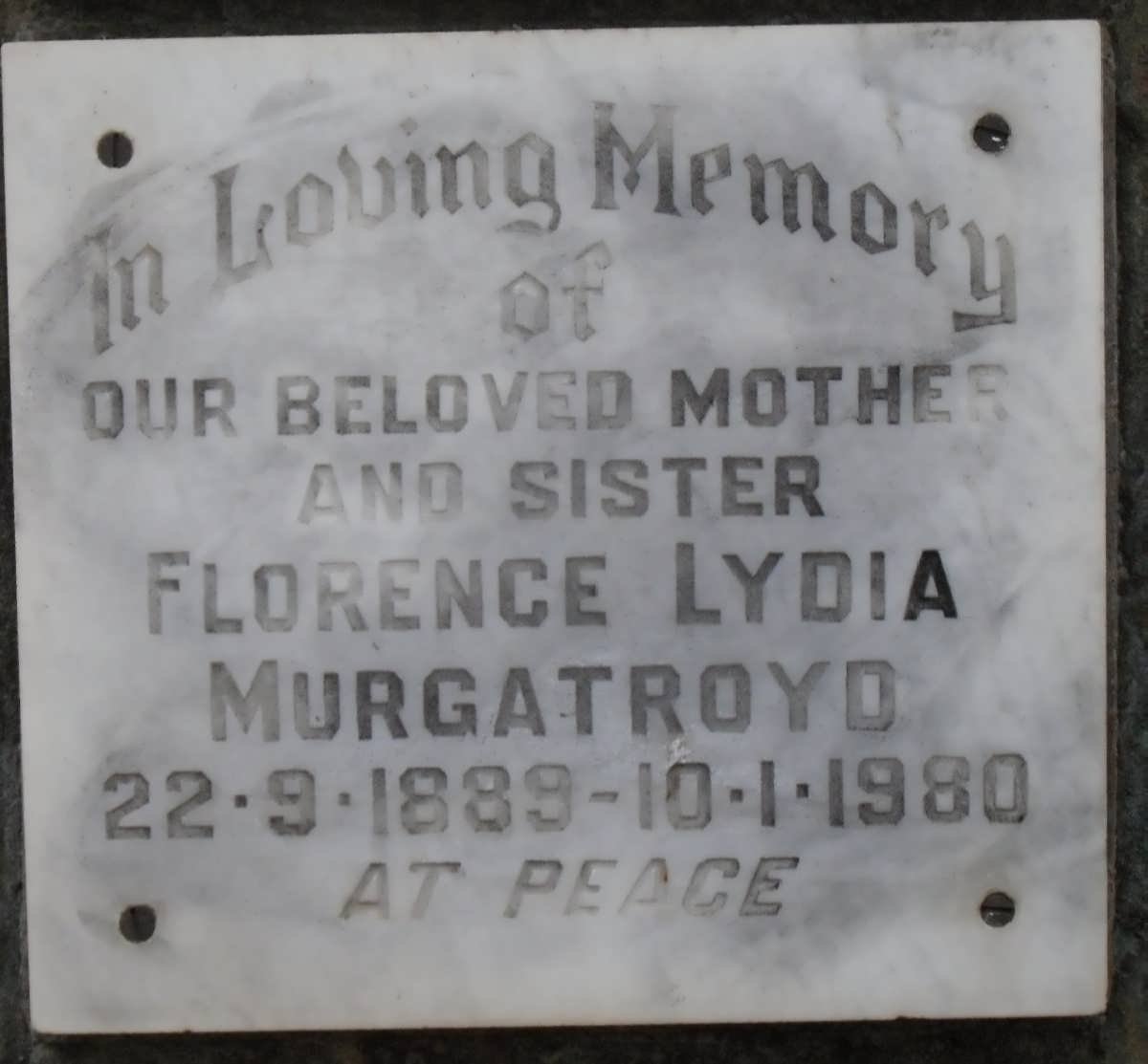 MURGATROYD Florence Lydia 1889-1980