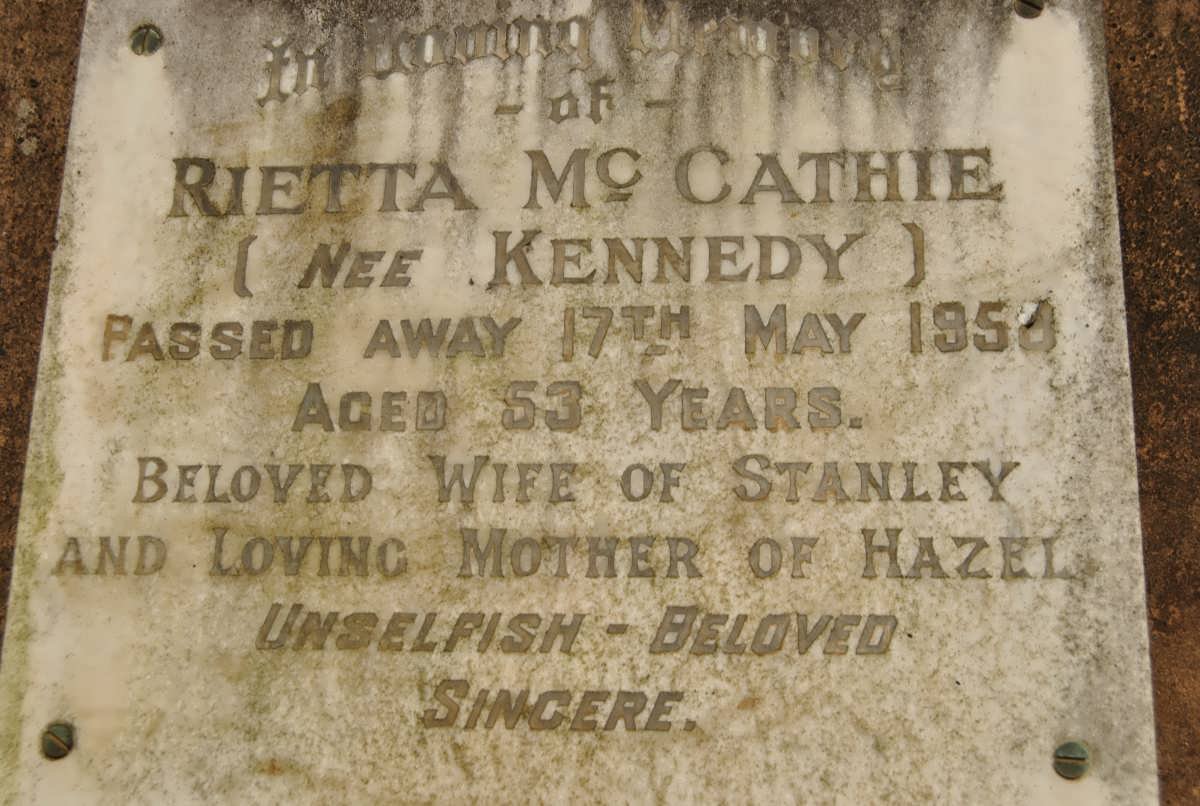 McCATHIE Rietta nee KENNEDY -1958