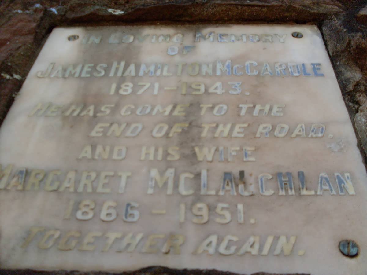 Mc CARDLE James Hamilton 1871-1943 &amp; Margaret McLauchlan 1866-1951