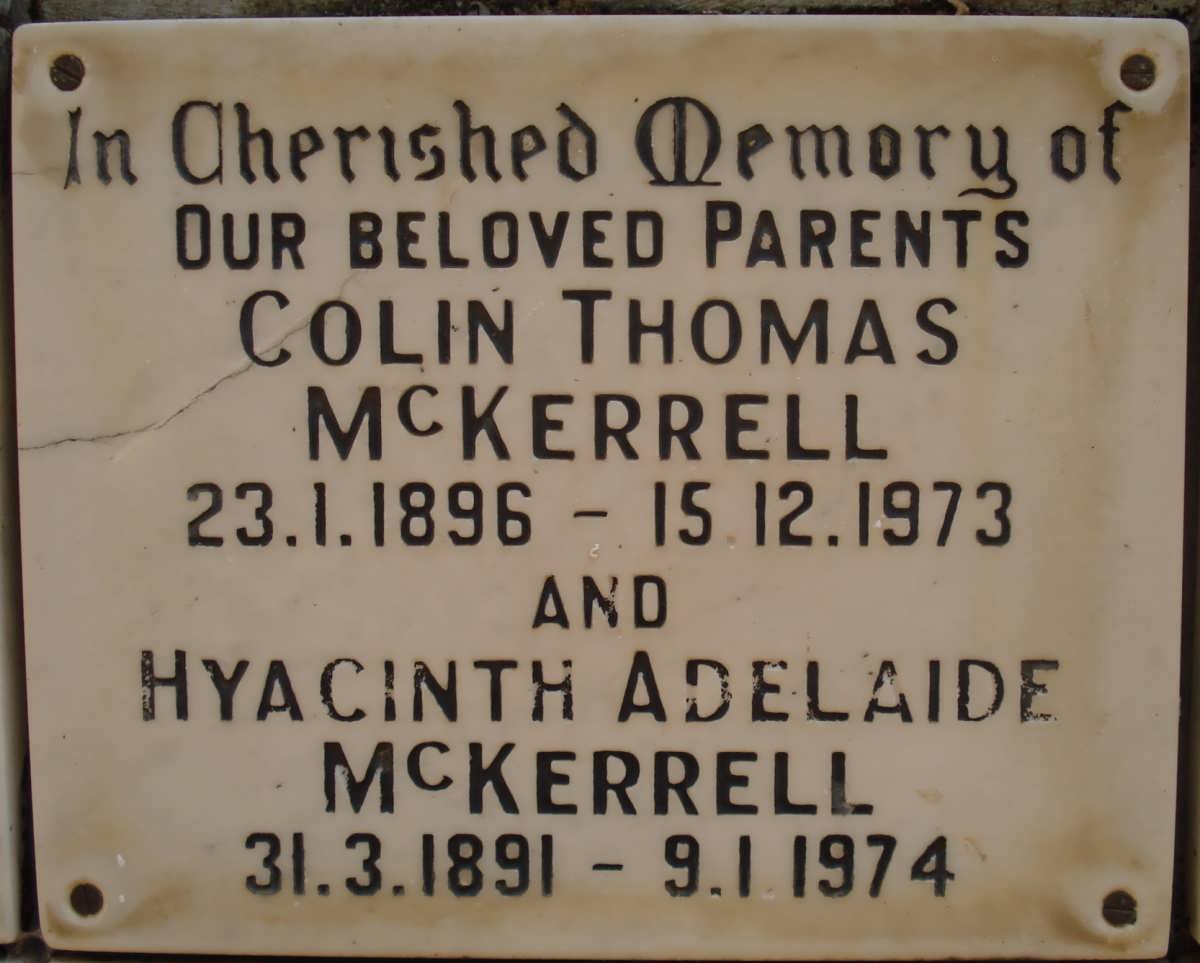 Mc KERRELL Colin Thomas 1896-1973 &amp; Hyacinth Adelaide 1891-1974