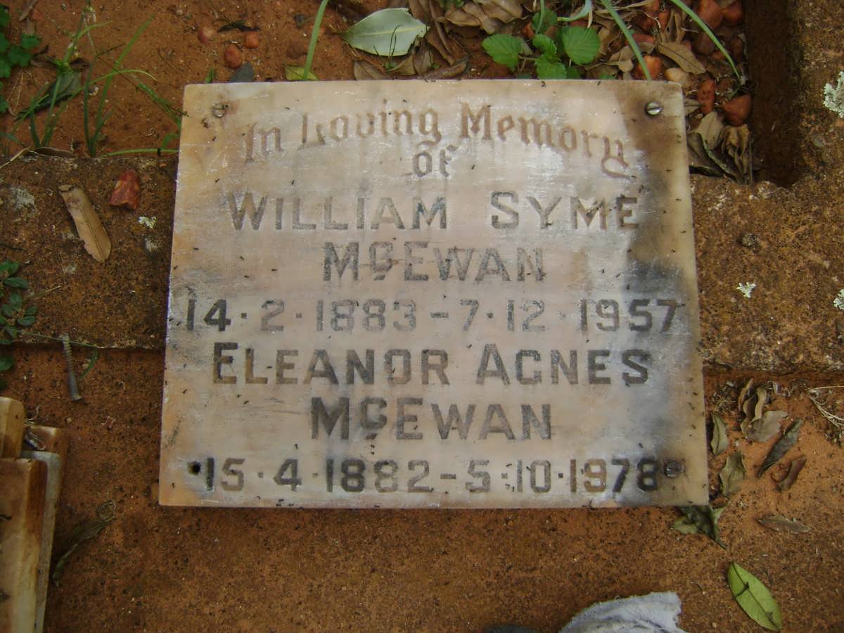 McEWAN William Syme 1883-1957 &amp; Eleanor Agnes 1882-1978