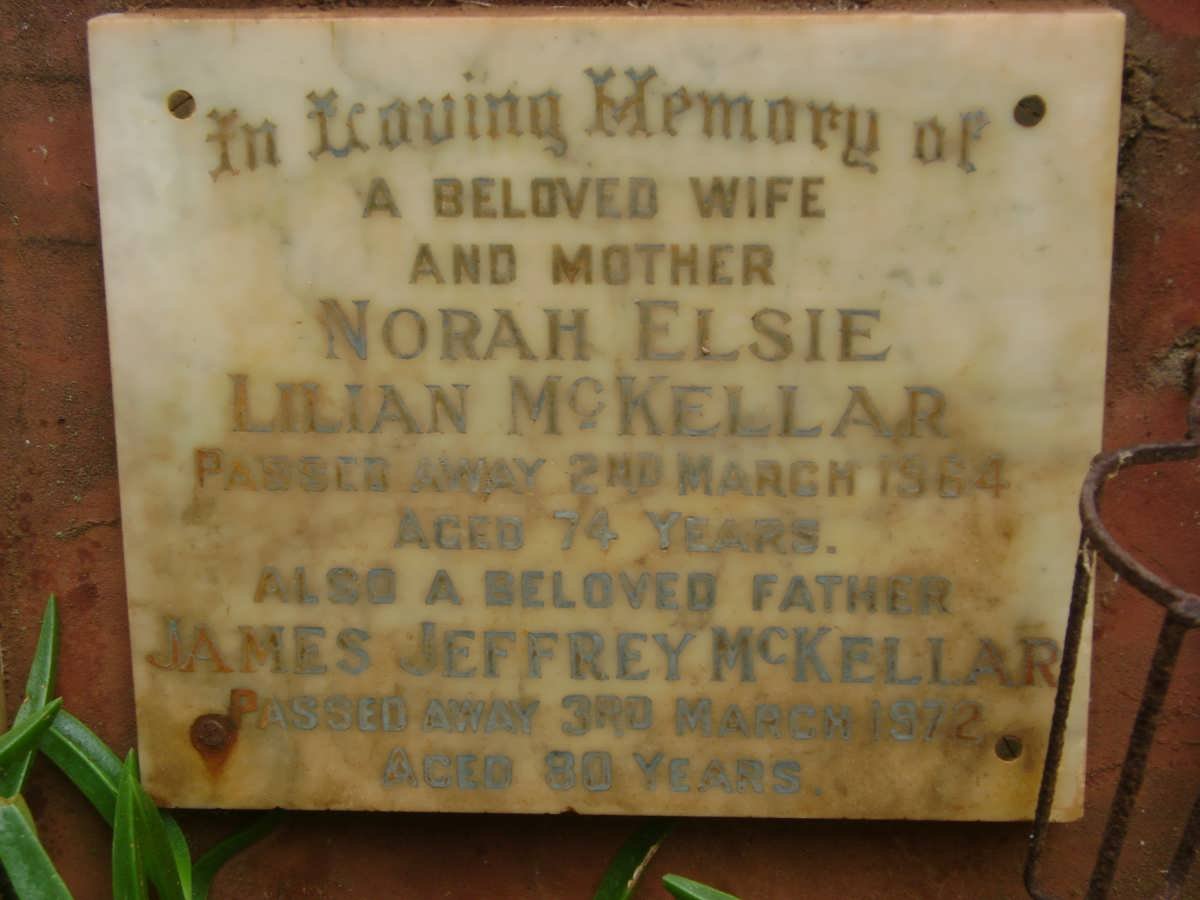 McKELLAR James Jeffrey -1972 &amp; Norah Elsie Lilian -1964