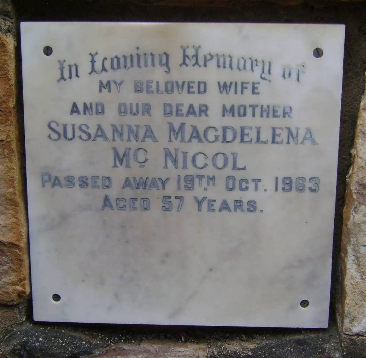 McNICOL Susanna Magdelena -1963